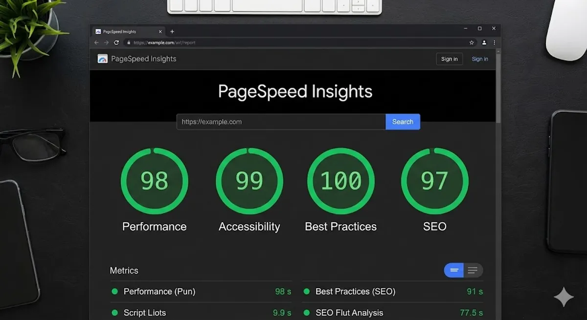 Google Lighthouse performance score showing 100/100