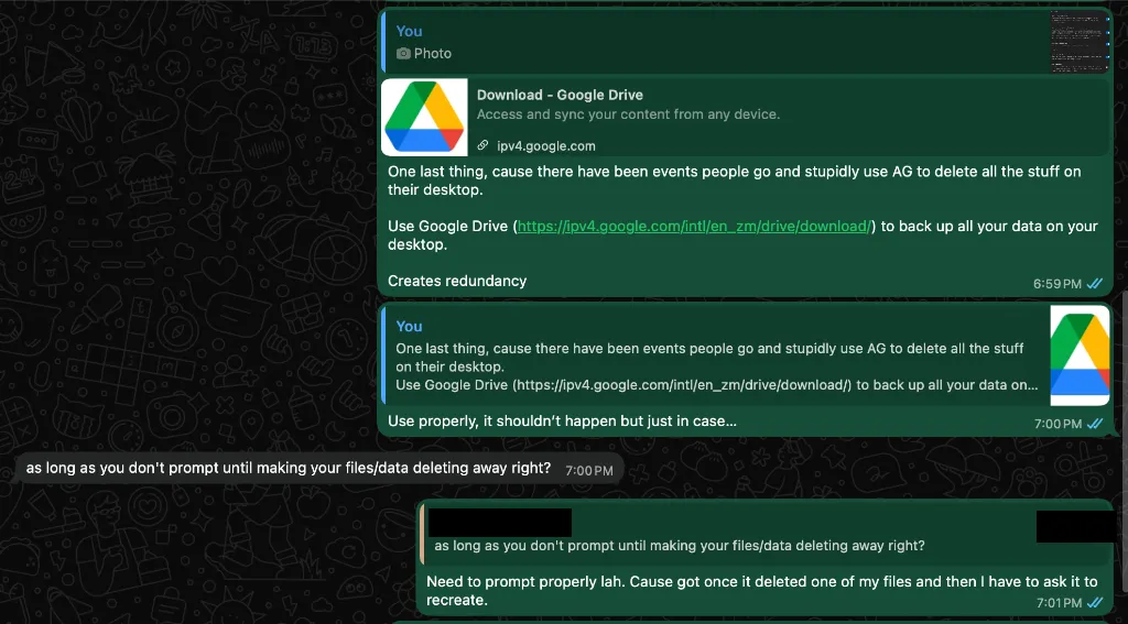 WhatsApp Warning Receipt